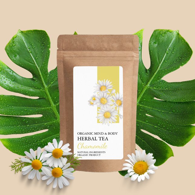 Organic Chamomile Herbal Tea Business Label Fraktsedel (Skapare uppladdad)