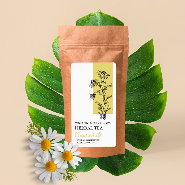 Organic Chamomile Herbal Tea Business Label Fraktsedel (Skapare uppladdad)