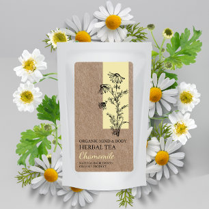 Organic Chamomile Herbal Tea Kraft Business Label Fraktsedel
