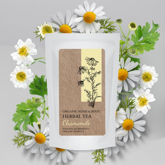 Organic Chamomile Herbal Tea Kraft Business Label Fraktsedel (Skapare uppladdad)
