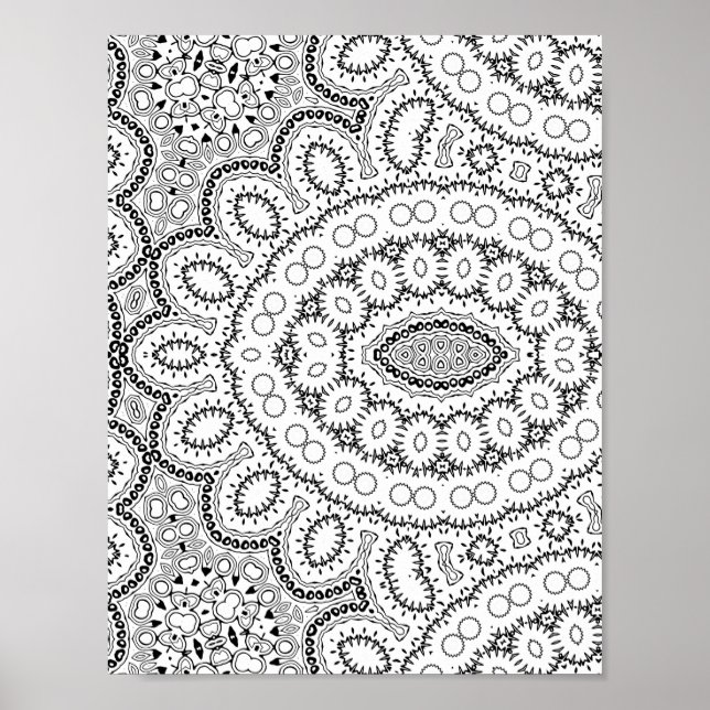 Organic Clustered Pattern Intricate Coloring Page Poster (Framsidan)