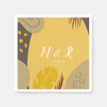 Organic Collage Monstera Bröllop Earth Tone Gult