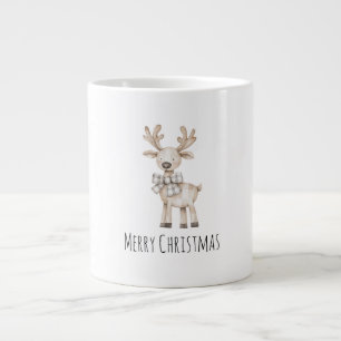 Organic Cream Tan Reindeer-julen Jumbo Mugg