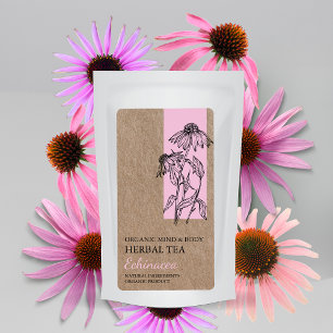 Organic Echinacea Herbal Tea Kraft Business Label Fraktsedel