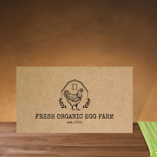 Organic Egg Farm Farmhouse Rustic Chicken Visitkort