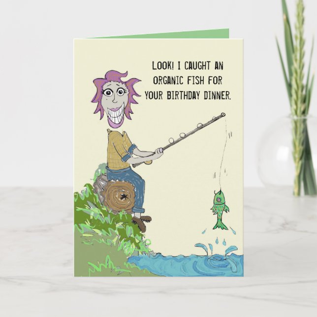 Organic Fish Dinner Birthday Card Kort (Framsida)