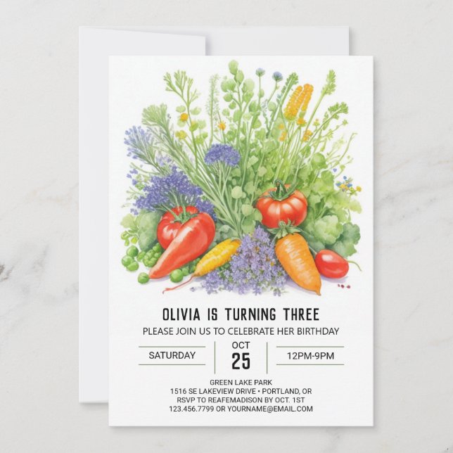 Organic Garden Äventyr födelsedag Inbjudningar (Framsida)