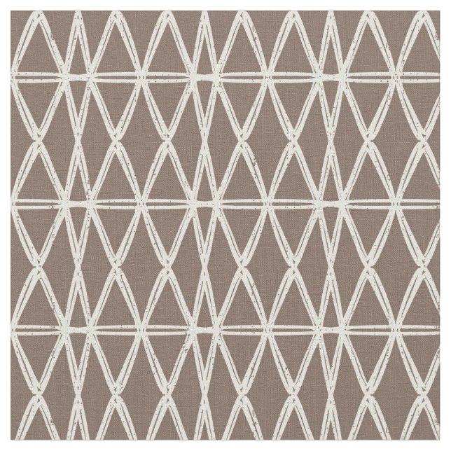 organic geometric retro lattice tile mocha ivory  tyg (Närbild)