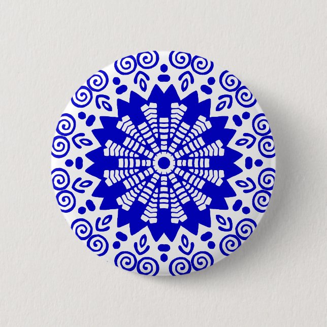 Organic Geometry 014 - Royal Blue on White Knapp (Framsida)