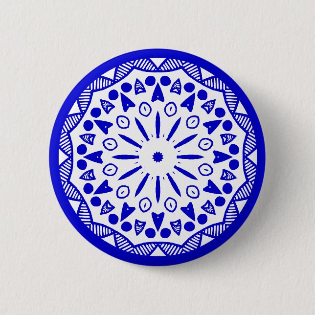 Organic Geometry 019 - Royal Blue on White Knapp (Framsida)