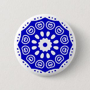Organic Geometry 05 - Vit och Royal Blue Knapp