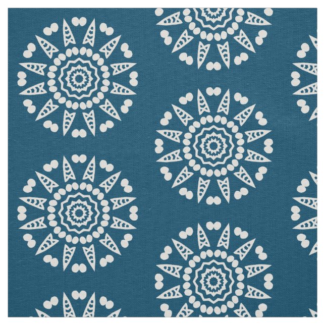 Organic Geometry 08 - White on Blue 00486b Tyg (Prov)
