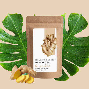 Organic Ginger Root Herbal Tea Business Label Fraktsedel