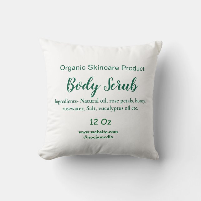 Organic green nature body scrub butter add name in kudde (Framsida)
