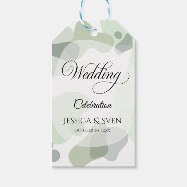 Organic Greenery Geometric Abstrakt Bröllop Presentetikett (Framsidan)