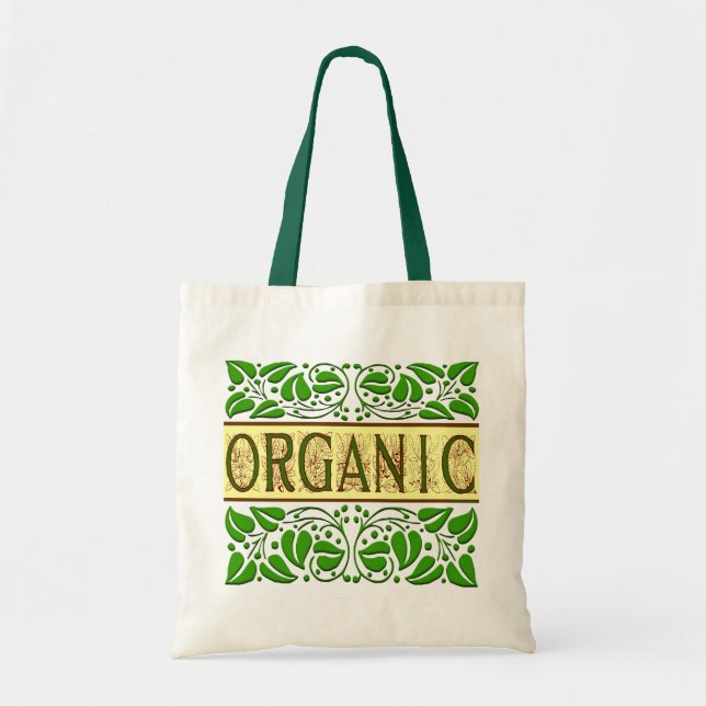 Organic Grönt Slogan Tote Bag Tygkasse (Framsidan)