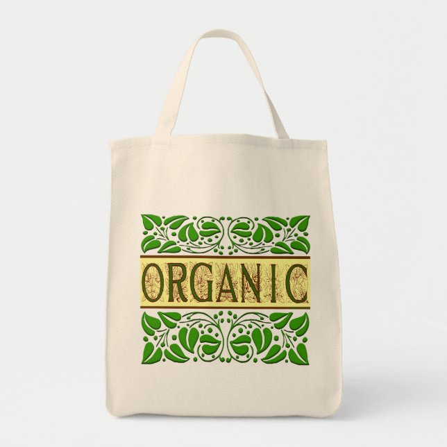 Organic Grönt Slogan Tote Bag Tygkasse (Framsidan)