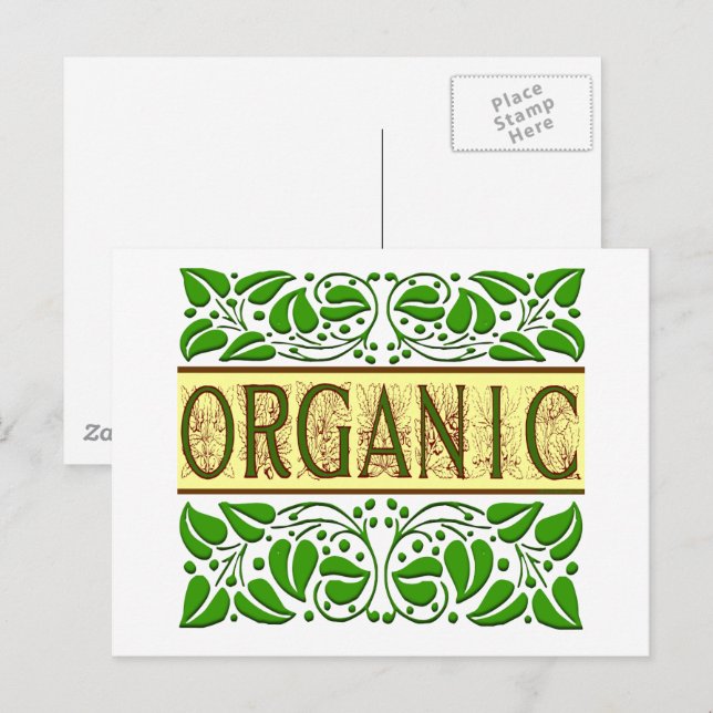 Organic Grönt Slogan Vykort (Fram/baksida)