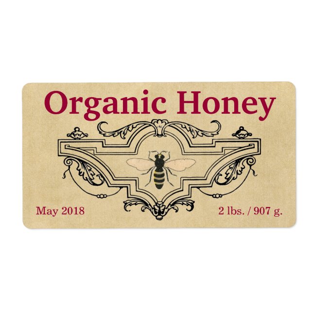 Organic honey Bee Cartouche Fraktsedel (Framsidan)