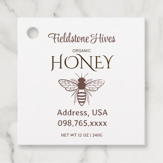 Organic honey bee queen  gåvor etiketter (Framsida)