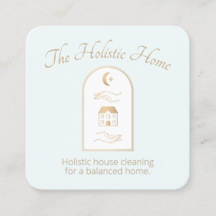 Organic House Städning - Boho Måne och Händer Fyrkantigt Visitkort