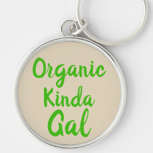 Organic Kinda Gal-Grönt Rund Silverfärgad Nyckelring