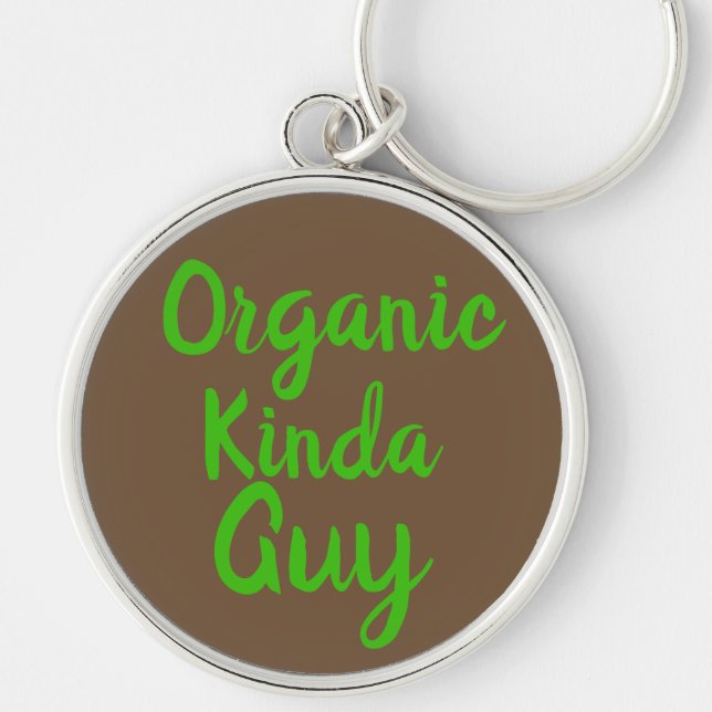 Organic Kinda Guy Grönt Brown Rund Silverfärgad Nyckelring (Framsidan)