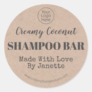 Organic Kraft Handmade Coconut Shampoo Pub Logotyp Runt Klistermärke