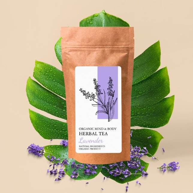 Organic Lavender Herbal Tea Business Label Fraktsedel (Skapare uppladdad)
