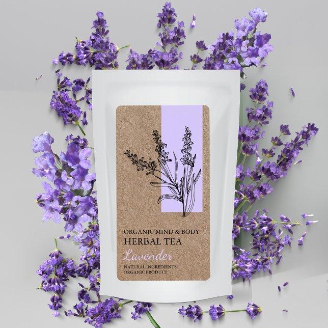 Organic Lavender Herbal Tea Kraft Business Label Fraktsedel (Skapare uppladdad)