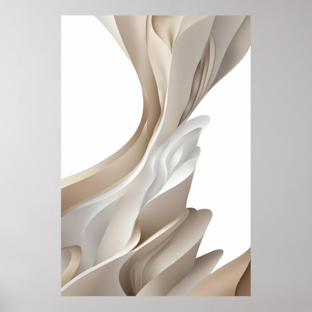 Organic Layers / Beige Abstract Art Poster (Framsidan)