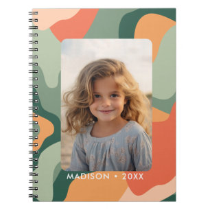 Organic Line Abstrakt Art - 1 Photo Jade Tangerine Anteckningsbok