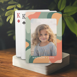 Organic Line Abstrakt Art - 1 Photo Jade Tangerine Casinokort