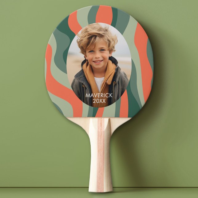 Organic Line Abstrakt Art - 1 Photo Jade Tangerine Pingisracket (Custom Pink Pong Paddle)