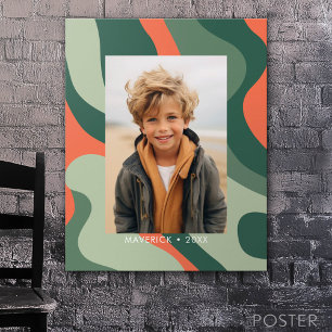 Organic Line Abstrakt Art - 1 Photo Jade Tangerine Poster