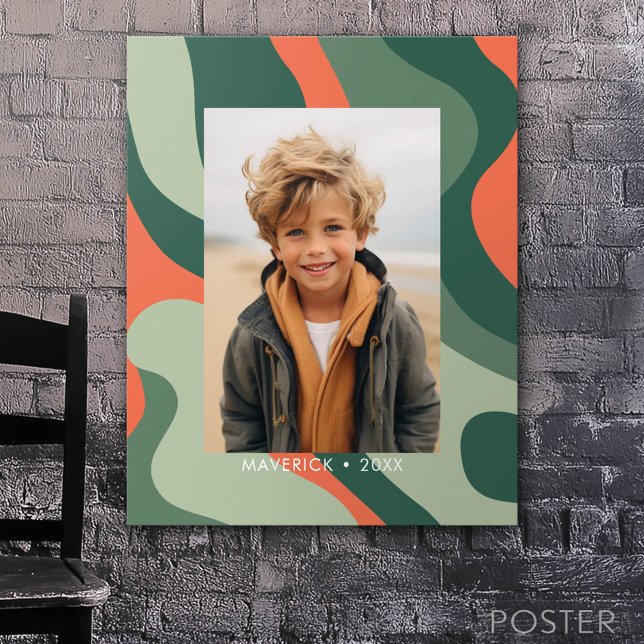 Organic Line Abstrakt Art - 1 Photo Jade Tangerine Poster (Custom Poster)