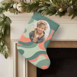 Organic Line Abstrakt Art - 1 Photo Jade Tangerine Stor Julstrumpa