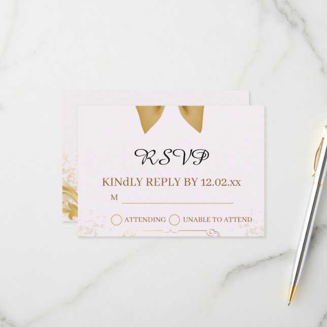 Organic Modern Wedding RSVP Card  OSA Kort (Fram/Back In Situ)