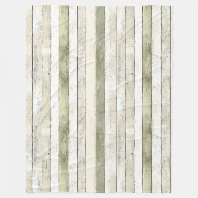 Organic Olive Ivory Faux Wood Rand jul Fleecefilt (Framsidan)