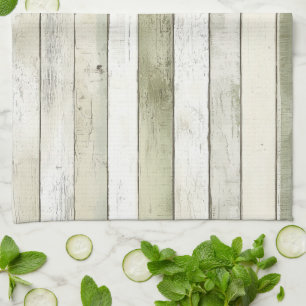 Organic Olive Ivory Faux Wood Rand jul Kökshandduk