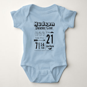 Organic Pojke Birth Record Lil'Man Mustache T Shirt