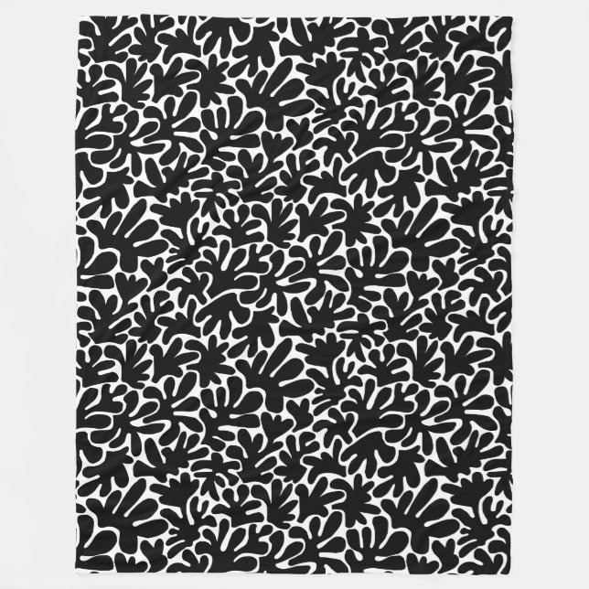 Organic Shapes Abstrakt 240822 - svart Fleecefilt (Framsidan)