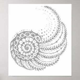 Organic spiral grått poster