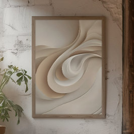 ’Organic Swirl’ | Beige Abstrakt Art Poster