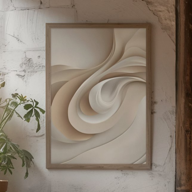 ’Organic Swirl’ | Beige Abstrakt Art Poster (Skapare uppladdad)