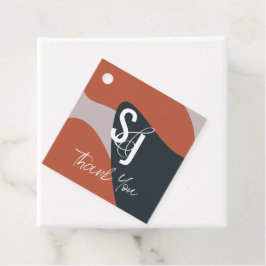 Organic Terracotta Blue Geo Tack Bröllop Gåvor Etiketter