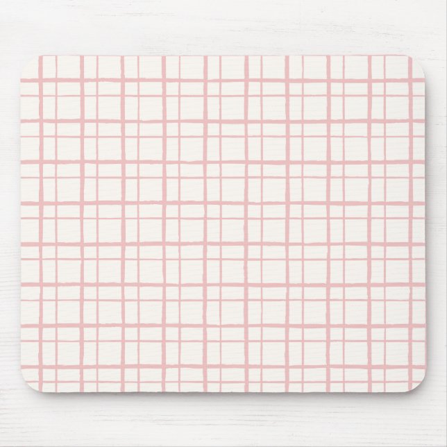 Organic Wobbly Check Grid Pattern Ballet Pink Musmatta (Framsidan)