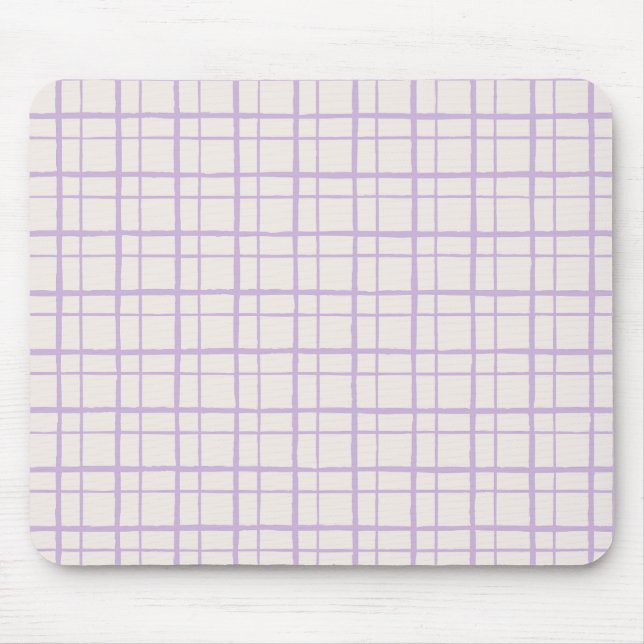 Organic Wobbly Check Grid Pattern Dusty Lilac Musmatta (Framsidan)