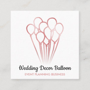 Organisation av White Rose Gold Balloon Event Fyrkantigt Visitkort