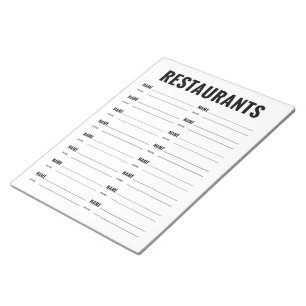Organisationsformulär för Restauranger Anteckningsblock